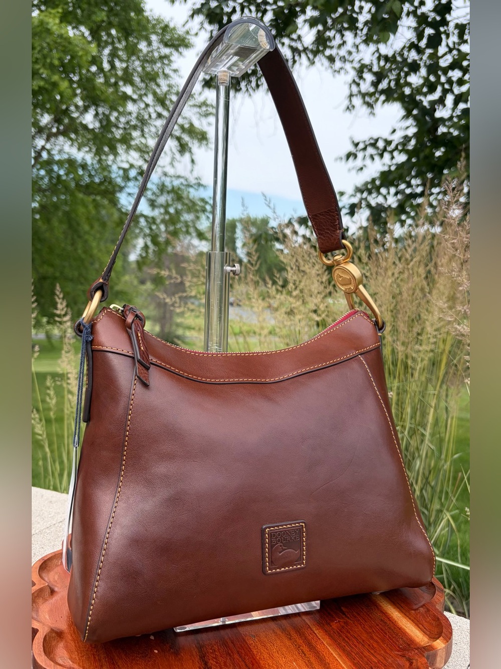 Dooney & Bourke Cassidy Hobo Large Chestnut Brown Florentine Leather NWT - Picture 16 of 17